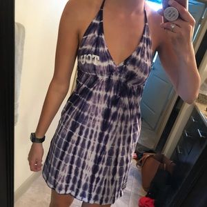TCU tie-dye purple halter game day dress